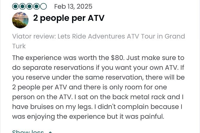 Lets Ride Adventures ATV Tour in Grand Turk - The “ride together or ride alone” issue: how ATV assignments affect comfort